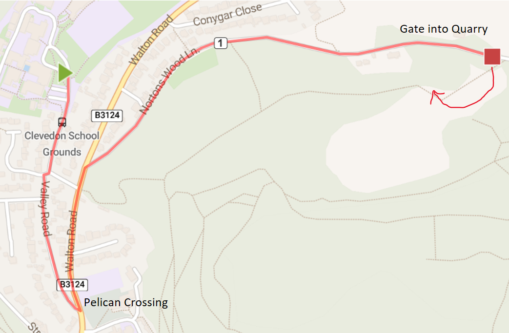 Route from parking to arena